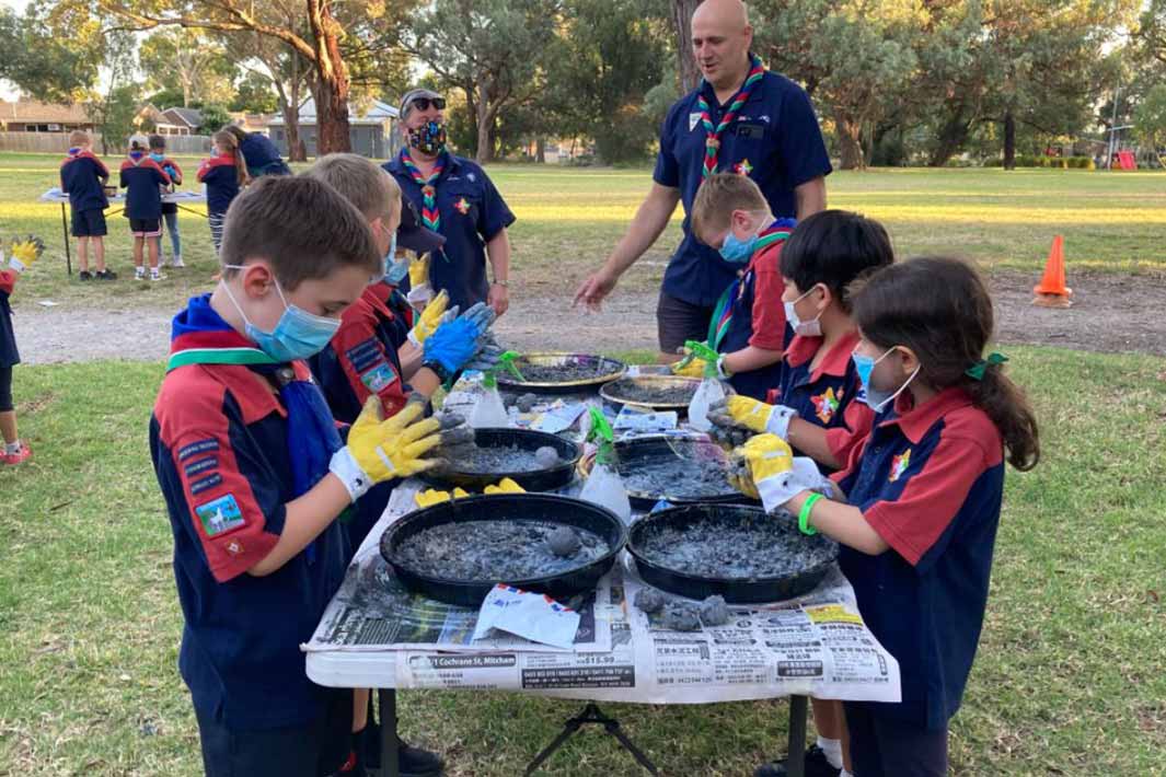 Joeys from Nunawading Scout Group get involved in making seed bombs