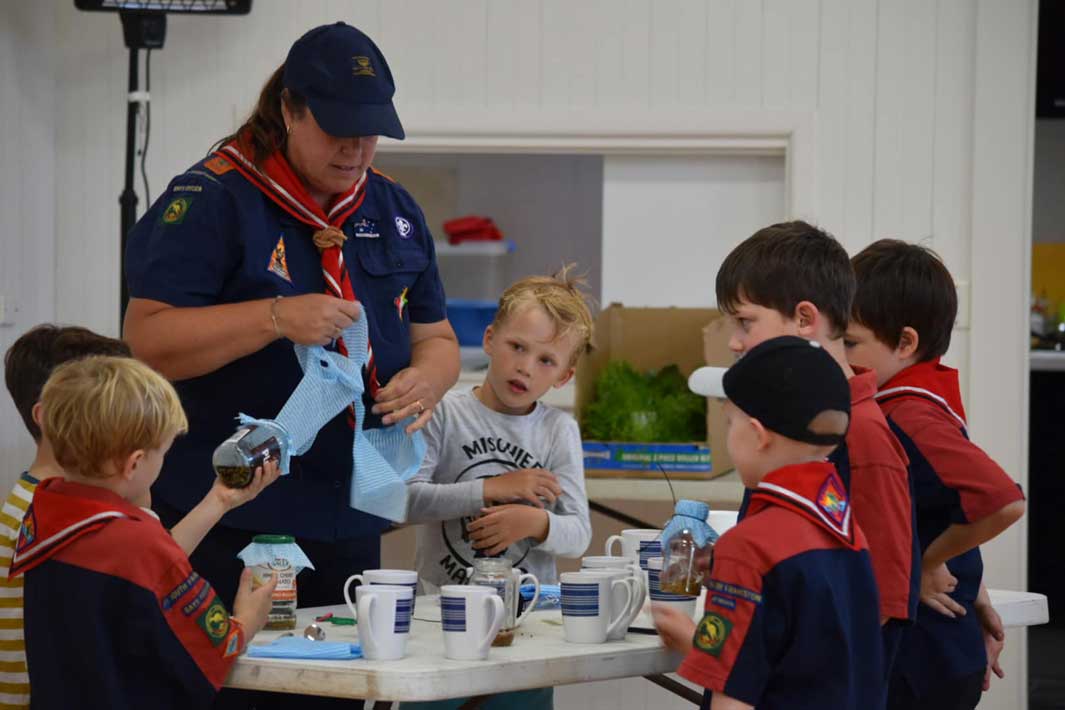 group of scouts with leader