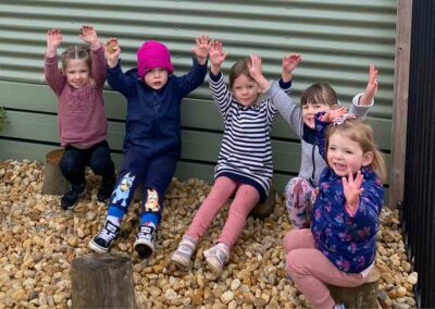 Children at the Gippsland Lakes Complete Health Children's Centre enjoying their new biodiversity focused outdoor education space